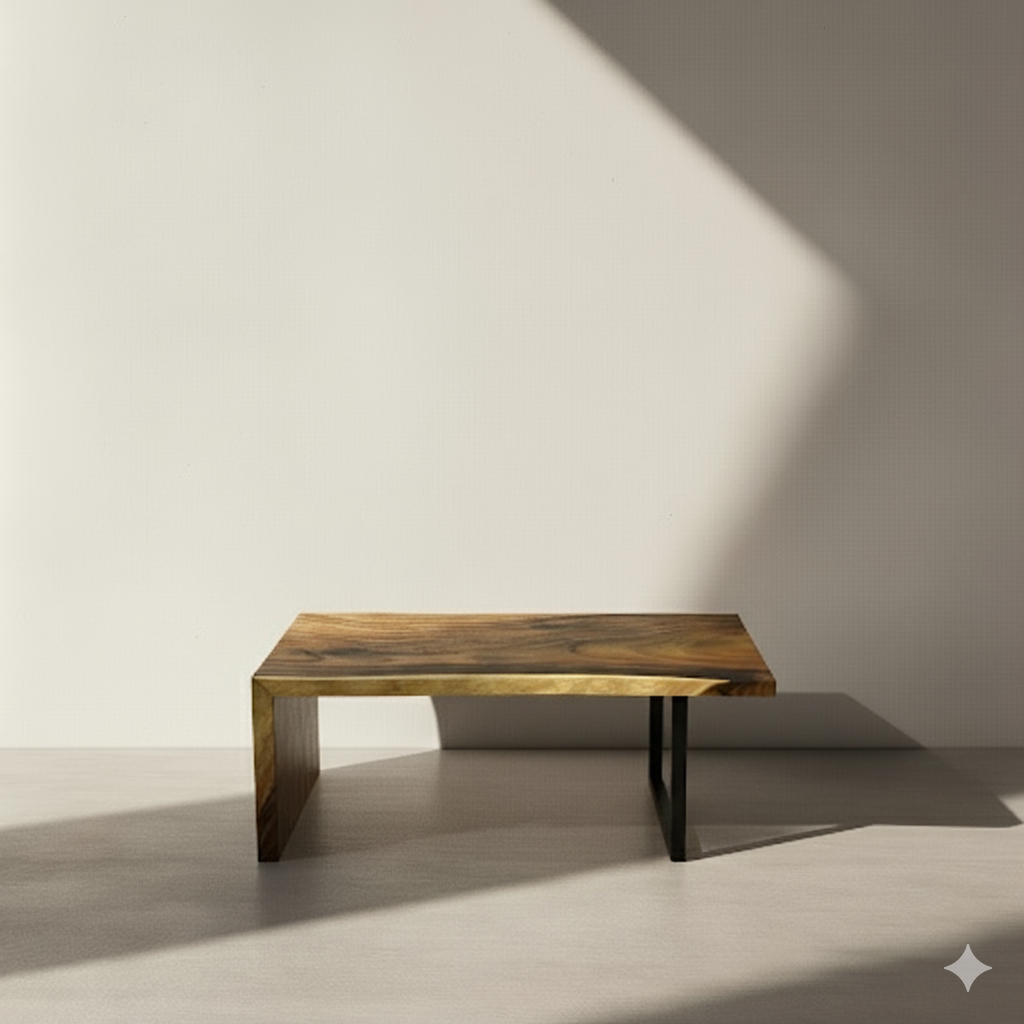 Image of Parota Live Edge Waterfall Coffee Table - a live edge slab, long, wide, and thick.