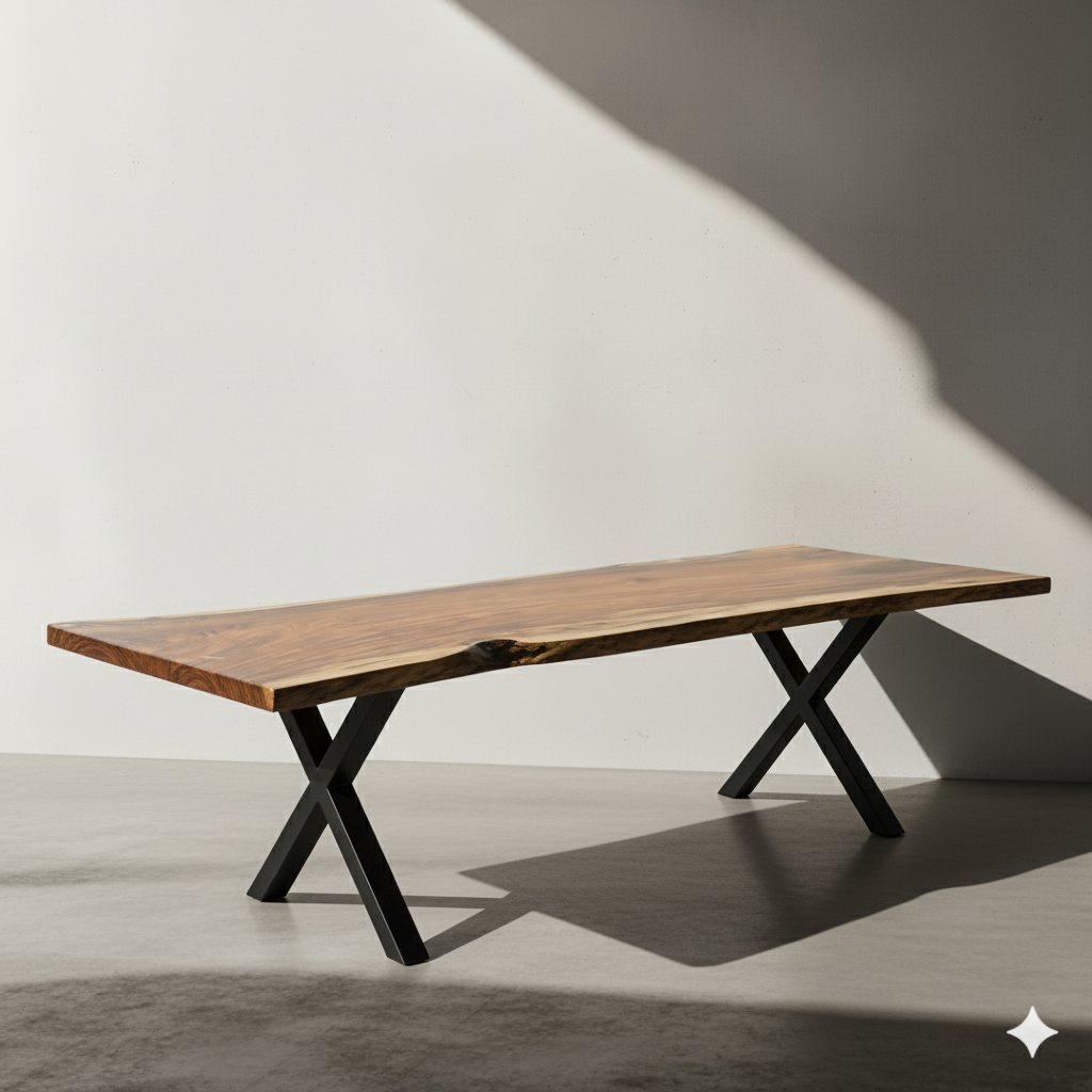 Image of - a live edge slab, long, wide, and thick.