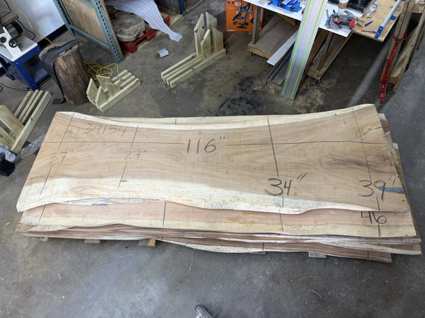 stack of wooden table slabs