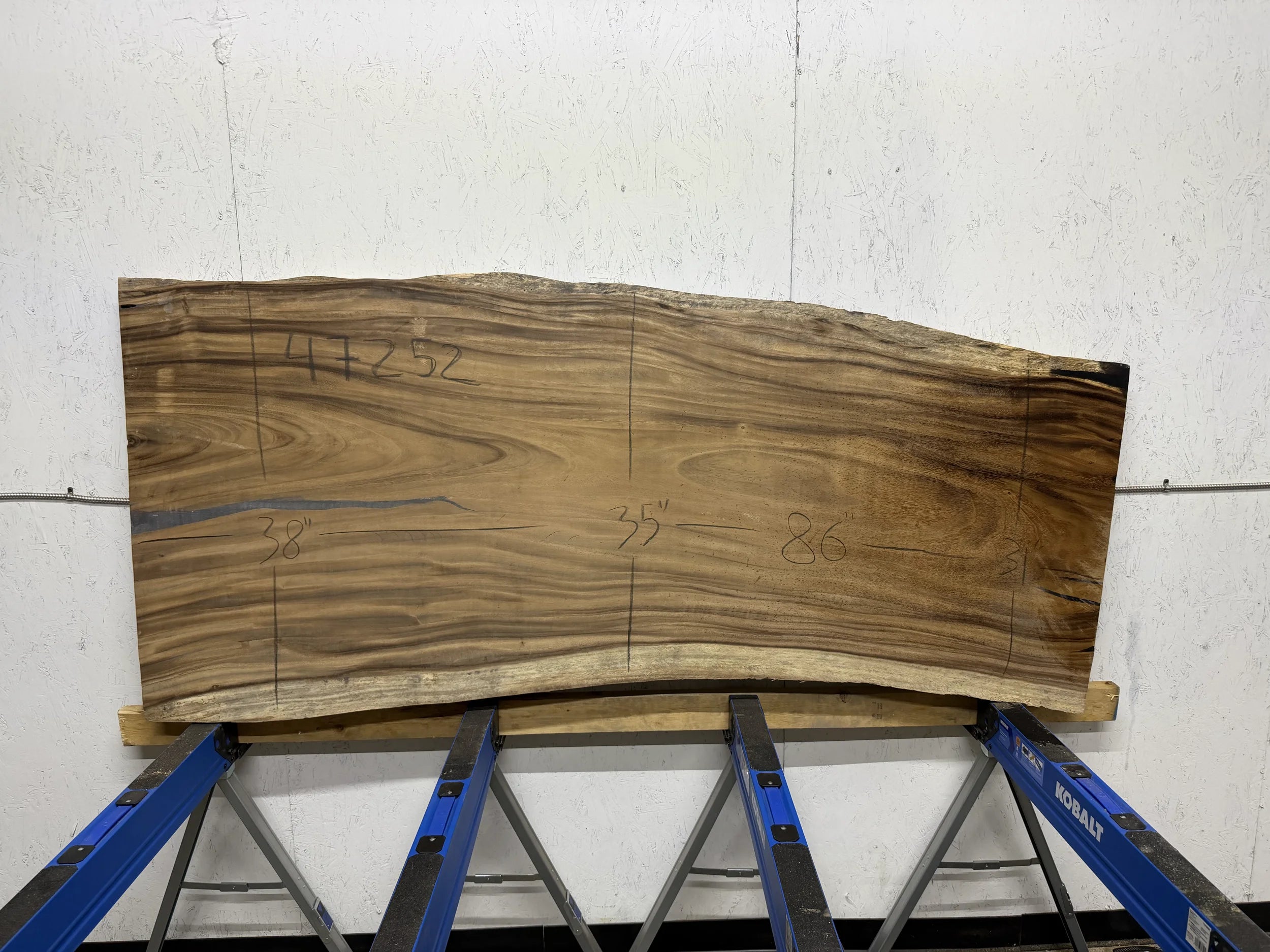 86" MONKEY POD Live Edge Dining Slab – Natural Grain 2" Thick