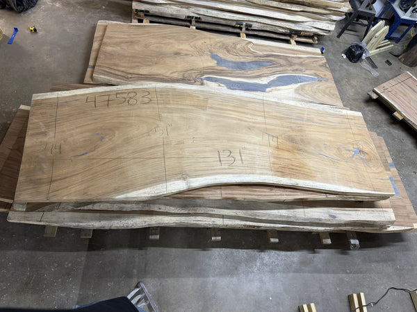 132" PAROTA Live Edge Dining Slab – Natural Grain 2" Thick