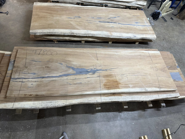 138" PAROTA Live Edge Dining Slab – Natural Grain 2" Thick