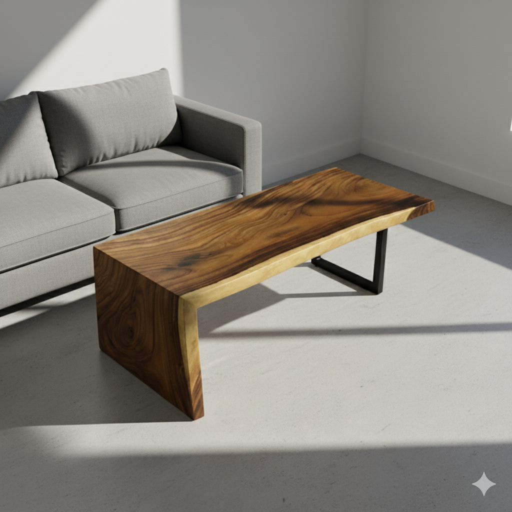 Image of  - a live edge  slab,  long,  wide, and  thick.