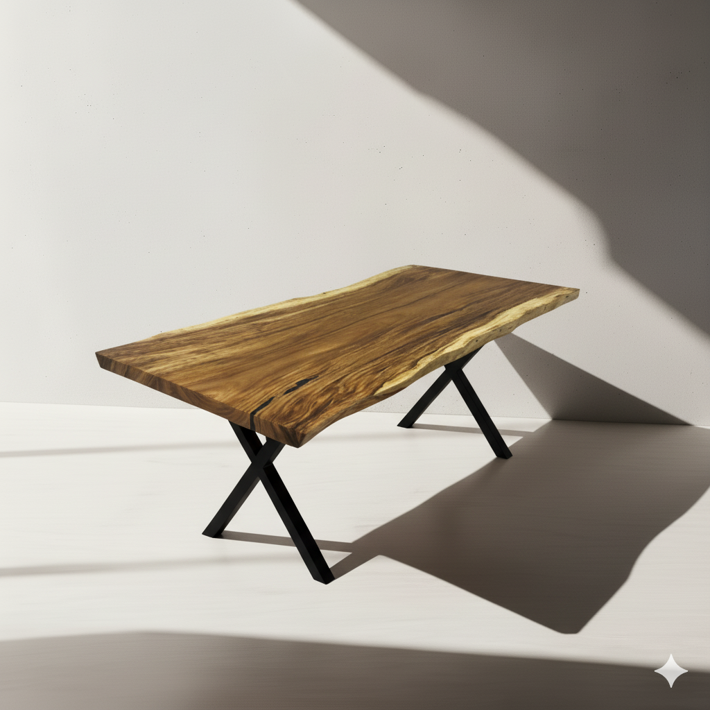 Image of  - a live edge  slab,  long,  wide, and  thick.