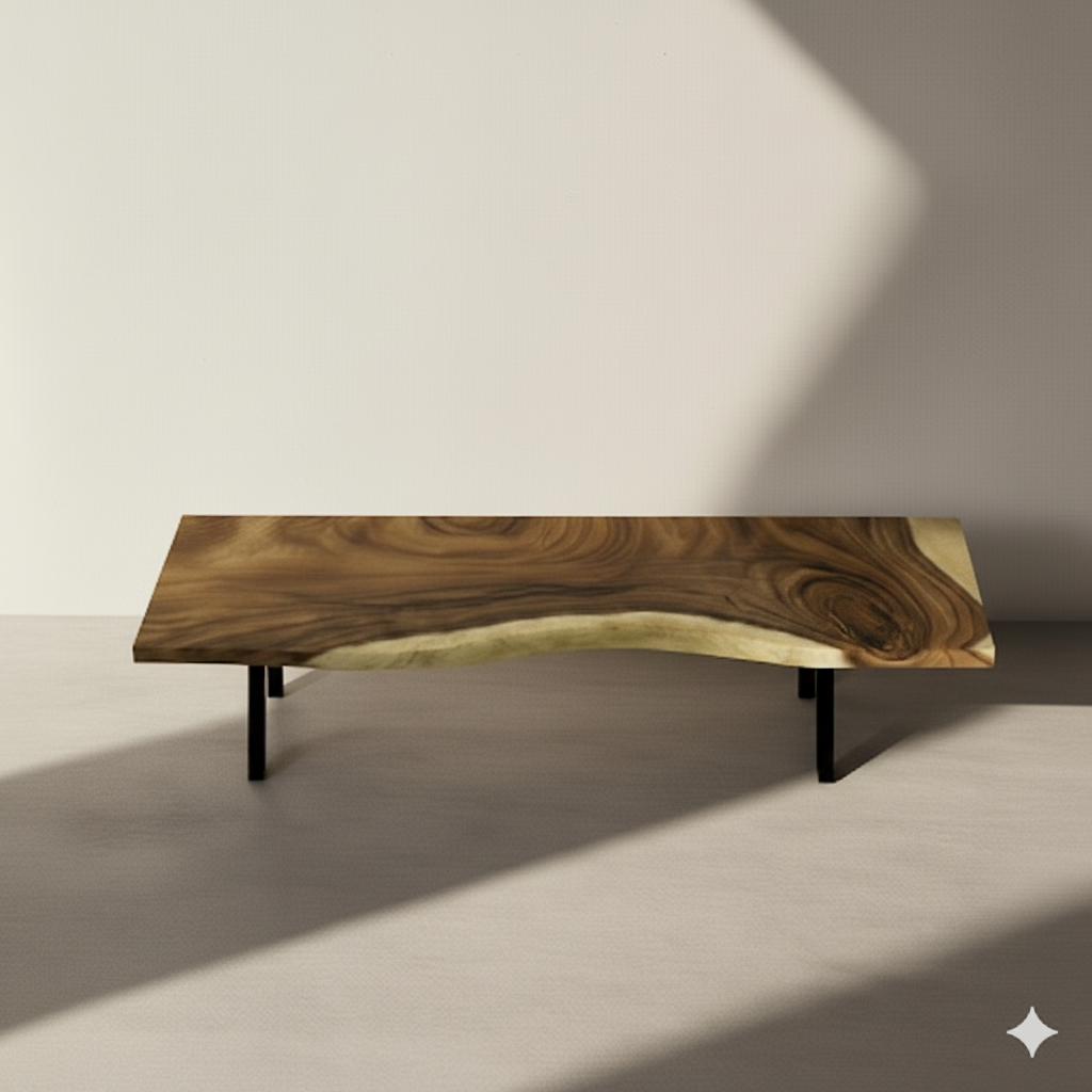 Image of  - a live edge  slab,  long,  wide, and  thick.