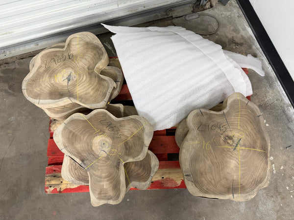 18" TEAK Live Edge Coffee Table Slab – Natural Grain 2" Thick