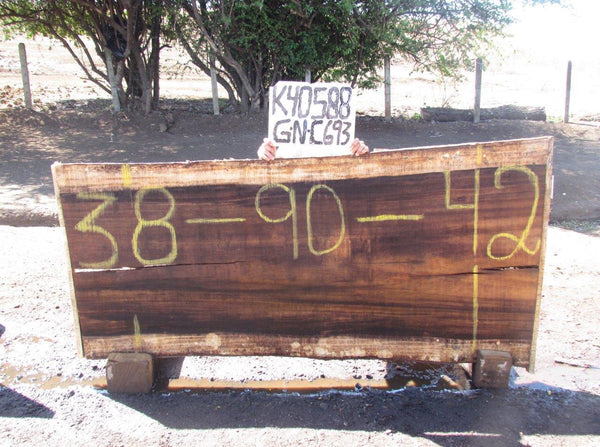 Image of PAROTA - 90x40x2 Inches - K40588GNC - a live edge PAROTA slab, 90 Inches long, 40 Inches wide, and 2 Inches thick.