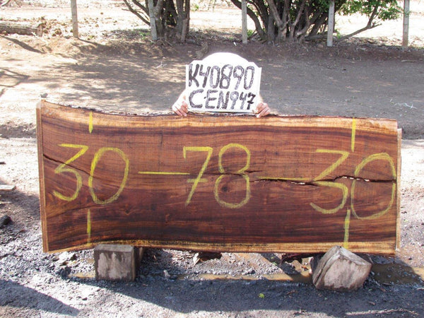 Image of MONKEY POD - 78x30x2 Inches - K40890CEN - a live edge MONKEY POD slab, 78 Inches long, 30 Inches wide, and 2 Inches thick.