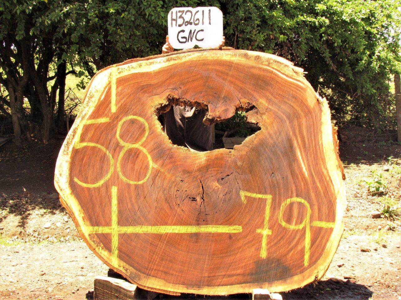 Image of PAROTA - 79x58x3 Inches - H32611GNC - a live edge PAROTA slab, 79 Inches long, 58 Inches wide, and 3 Inches thick.