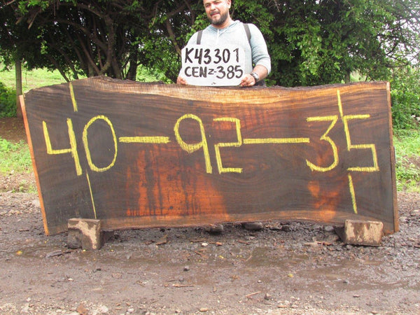 Image of MONKEY POD - 92x38x2 Inches - K43301CEN - a live edge MONKEY POD slab, 92 Inches long, 38 Inches wide, and 2 Inches thick.