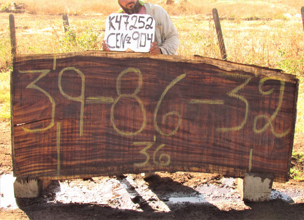 Image of MONKEY POD - 86x36x2 Inches - K47252CEN - a live edge MONKEY POD slab, 86 Inches long, 36 Inches wide, and 2 Inches thick.